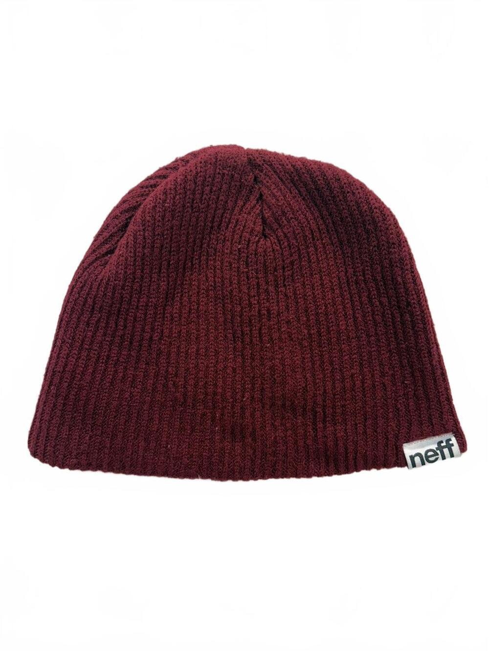 Neff Burgundy Ribbed Knit Beanie Skull Cap Unisex Winter Hat Maroon
